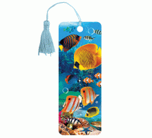 Закладка для книг 3D, BRAUBERG, объемная, "Экзотические рыбки", с декоративным шнурком-завязкой, 125779