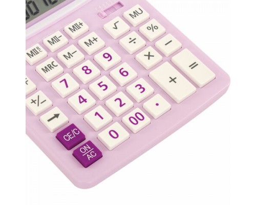Калькулятор настольный BRAUBERG EXTRA PASTEL-12-PR (206x155мм), 12 разрядов, СИРЕНЕВЫЙ, 250489