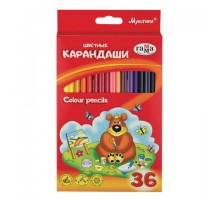 Карандаши цветные ГАММА "Мультики", 36 цветов, заточенные, трехгранные, картонная упаковка, 05091810, 050918_10