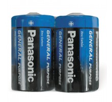 Батарейки КОМПЛЕКТ 2шт., PANASONIC D R20 (373), солевые, в пленке, 1.5 В