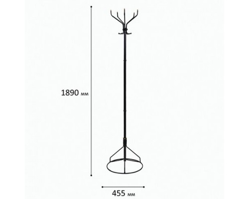 Вешалка-стойка Ажур-2, 1,89 м, основание 46 см, 5 крючков, металл, черная, ш/к 85036