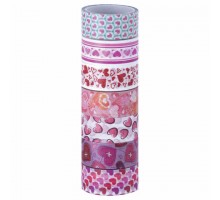 Клейкие WASHI-ленты для декора "СЕРДЦА", 15 мм х 3 м, 7 цветов, рисовая бумага, ОСТРОВ СОКРОВИЩ, 661708
