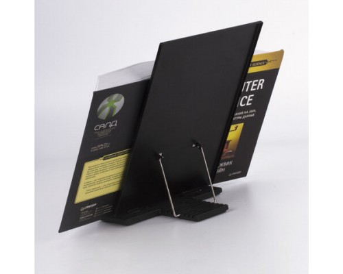 Подставка для книг, учебников BRAUBERG, большая, регулируемый наклон, металл/пластик, черная, 237447