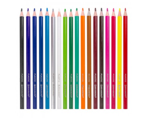 Карандаши цветные BRAUBERG PREMIUM, 18 цветов, пластиковые, трехгранные, грифель мягкий 3 мм, 181662