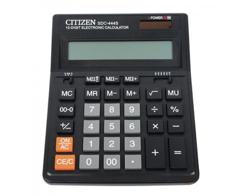 Калькулятор настольный CITIZEN SDC-444S (199х153мм), 12 разрядов, двойное питание