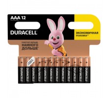 Батарейки КОМПЛЕКТ 12 шт, DURACELL Basic, AAA (LR03, 24А), алкалиновые, мизинчиковые, блистер