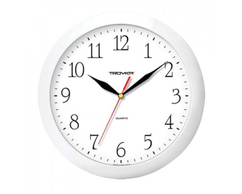 Часы настенные TROYKATIME (TROYKA) 11110113, круг, белые, белая рамка, 29х29х3,5см