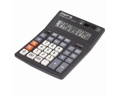 Калькулятор настольный STAFF PLUS STF-333, (200x154мм), 16 разрядов, двойное питание, 250417