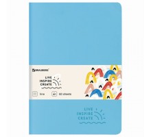 Тетрадь 60 л. в линию обложка кожзам SoftTouch, сшивка, B5 (179х250мм), ГОЛУБОЙ, BRAUBERG RAINBOW, 403886