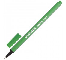 Ручка капиллярная (линер) BRAUBERG "Aero", СВЕТЛО-ЗЕЛЕНАЯ, трехгранная, металлический наконечник, линия письма 0,4 мм, 142250