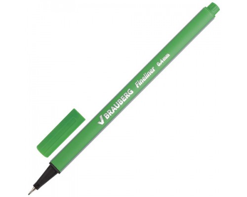 Ручка капиллярная (линер) BRAUBERG Aero, СВЕТЛО-ЗЕЛЕНАЯ, трехгр., металлич. наконечник, 0,4мм,142250