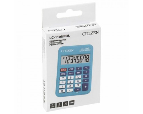 Калькулятор карманный CITIZEN LC-110NRBL, МАЛЫЙ (89х59мм), 8 разрядов, двойное питание, СИНИЙ
