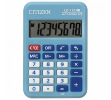 Калькулятор карманный CITIZEN LC-110NRBL, МАЛЫЙ (89х59 мм), 8 разрядов, двойное питание, СИНИЙ