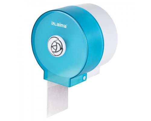 Диспенсер для бытовой туалетной бумаги LAIMA, КРУГЛЫЙ, тонированный голубой, 605045