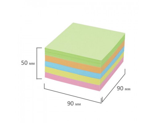 Блок для записей BRAUBERG в подставке прозрачной, куб 9*9*5 см, цветной, 122226