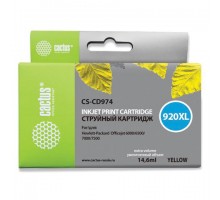 Картридж струйный CACTUS (CS-CD974) для HP Officejet 6000/6500/7000, желтый