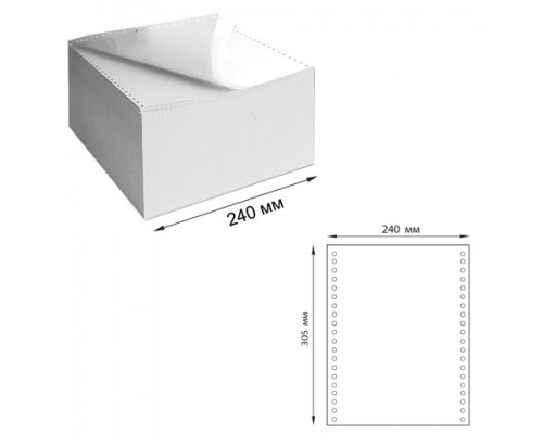 Бумага самокопирующая с перфорацией белая 240х305мм (12
