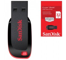 Флеш-диск 32 GB, SANDISK Cruzer Blade, USB 2.0, черный/красный, SDCZ50-032G-B35