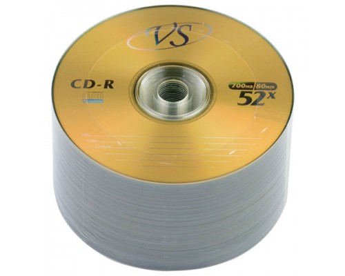 Диски CD-R VS 700 Mb 52x Bulk (термоусадка без шпиля), КОМПЛЕКТ 50 шт., VSCDRB5001