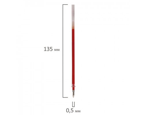 Стержень гелевый STAFF Basic GPR-232, 135мм, КРАСНЫЙ, узел 0,5мм, линия 0,35мм, 170233