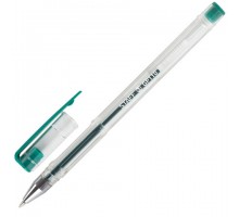 Ручка гелевая STAFF "Basic" GP-789, ЗЕЛЕНАЯ, корпус прозрачный, хромированные детали, узел 0,5 мм, линия письма 0,35 мм, 142791