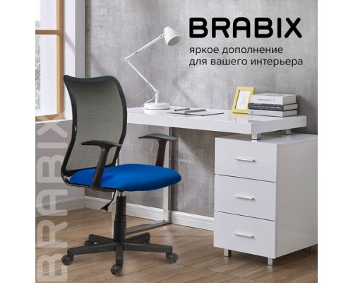 Кресло BRABIX Spring MG-307, с подлокотниками, комбинир. синее/черное TW, 531404