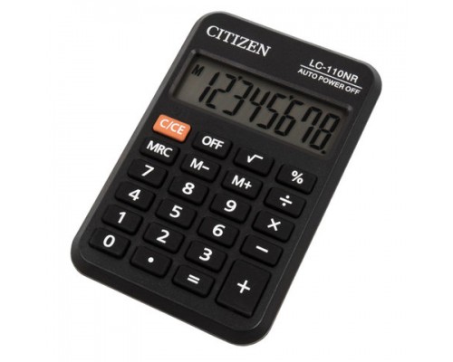 Калькулятор карманный CITIZEN LC-110NR, МАЛЫЙ (89х59мм), 8 разрядов, питание от батарейки, ЧЕРНЫЙ