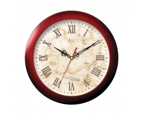 Часы настенные TROYKATIME (TROYKA) 11131150,круг,бежевые с рис. 