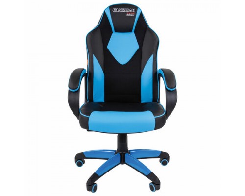 Кресло компьютерное СН GAME 17, ткань TW/экокожа, черное/голубое