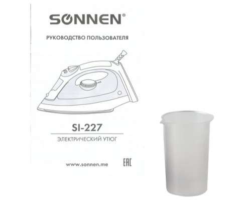 Утюг SONNEN SI-237A, 1800Вт, антипригарное покрытие, синий/белый, 453504