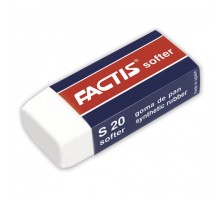 Ластик FACTIS Softer S 20 (Испания), 56х24х14 мм, белый, прямоугольный, картонный держатель, CMFS20