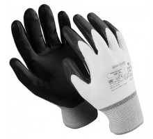 Перчатки нейлоновые MANIPULA "Микронит", нитриловое покрытие (облив), размер 9 (L), белые/черные, TNI-14