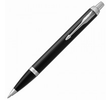 Ручка шариковая PARKER "IM Core Black Lacquer CT", черный глянцевый лак, детали хром, синяя, 1931665