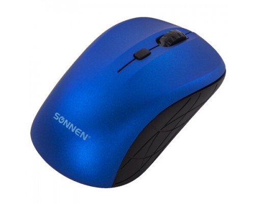 Мышь беспроводная SONNEN  V111, USB, 800/1200/1600 dpi, 4 кнопки, оптическая, синяя,513519