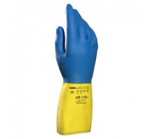 Перчатки латексно-неопреновые MAPA Duo Mix/Alto 405, хлопчатобумажное напыление, размер 9 (L), синие/желтые