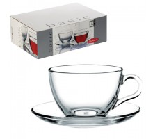 Набор чайный "Basic" на 6 персон (6 кружек 215 мл, 6 блюдец), стекло, PASABAHCE, 97948