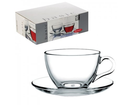 Набор чайный BASIC на 6 персон (6 кружек 215мл, 6 блюдец), стекло, PASABAHCE, 97948