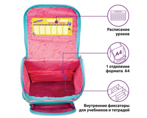 Ранец ЮНЛАНДИЯ WISE, 1 отделение, 3 кармана, устойчивое дно, Soft paws, 37х29х15 см, 229946