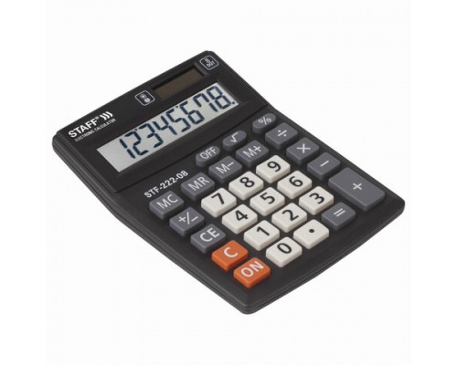 Калькулятор настольный STAFF PLUS STF-222, КОМПАКТНЫЙ (138x103мм), 8 разрядов, двойн.питание, 250418