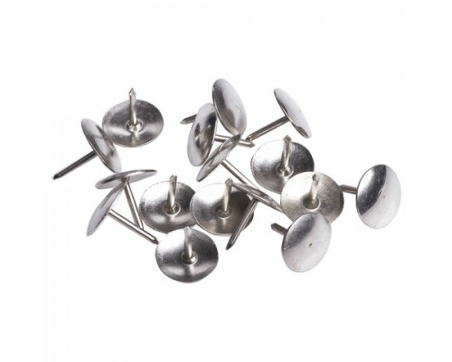 Кнопки канцелярские BRAUBERG металл. серебряные, 10мм, 50 шт., в карт. коробке, 220553