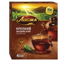 Чай ЛИСМА "Крепкий" черный индийский, 100 пакетиков по 2 г, 201943
