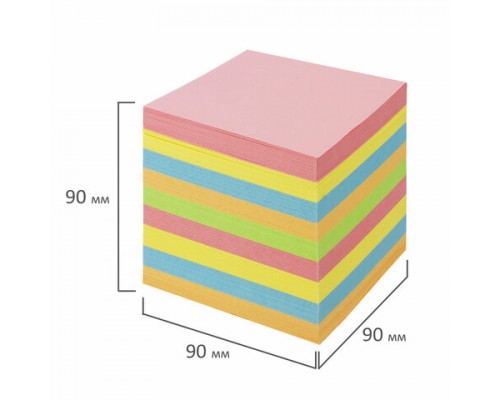 Блок для записей BRAUBERG в подставке прозрачной, куб 9*9*9 см, цветной, 122225
