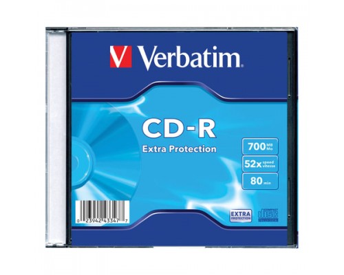 Диск CD-R VERBATIM, 700 Mb, 52х, Slim Case (1 штука), 43347