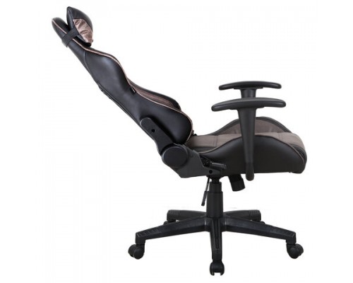 Кресло компьютерное BRABIX GT Racer GM-100, две подушки, ткань, экокожа, черное/коричневое, 531819