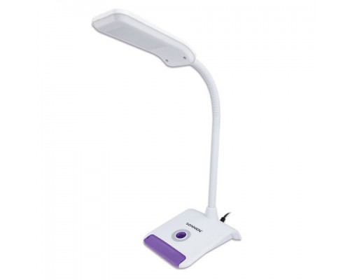 Настольная лампа светильник SONNEN OU-147, подставка, светодиодная, 5 Вт, белый/фиолетовый, 236672