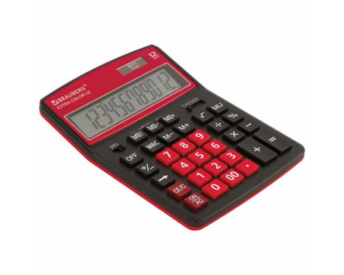 Калькулятор настольный BRAUBERG EXTRA COLOR-12-BKWR (206x155мм), 12 разряд, ЧЕРНО-МАЛИНОВЫЙ, 250479