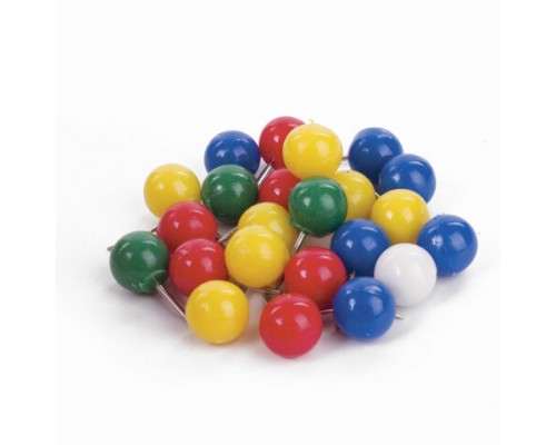 Силовые кнопки-гвоздики BRAUBERG  цветные (шарики), 50 шт., в карт. коробке, 221550