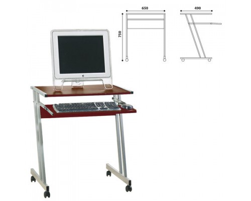 Стол компьютерный на металлокаркасе (ш650*г490*в750), ЛДСП, цвет орех, Д-249, ш/к 63181