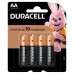 Батарейки КОМПЛЕКТ 4 шт, DURACELL Basic, AA (LR06, 15А), алкалиновые, пальчиковые, блистер