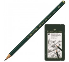 Карандаши чернографитные FABER-CASTELL, НАБОР 12 шт., "Castell 9000 Art Set", 2H-8B, металлическая коробка, 119065